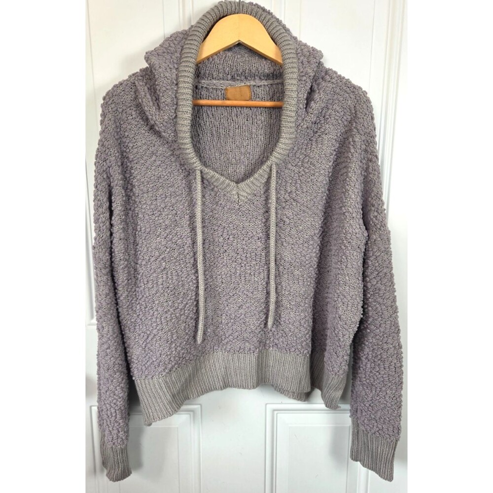 POL Popcorn Chenille Hooded Sweater Size M